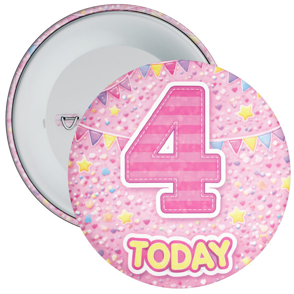 Pink 4th Birthday Badge Child – Age 4 Today