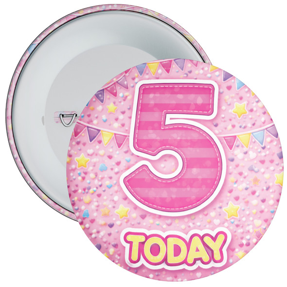Pink 5th Birthday Badge Child – Age 5 Today