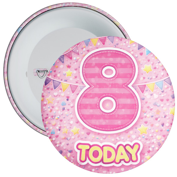 Pink 8th Birthday Badge Child – Age 8 Today