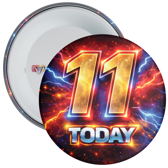 11 Today Birthday Badge – Lightning Superhero Design – Age 11