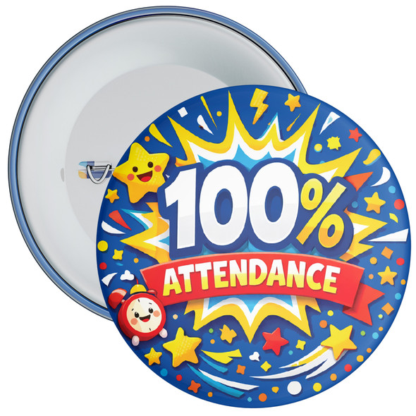 100% Attendance School Reward Badges - Perfect Attendance - Pack of 20