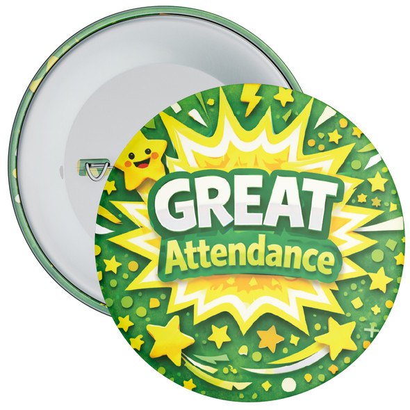 Great Attendance School Attendance Badge – Green Star Reward Badge for Pupils