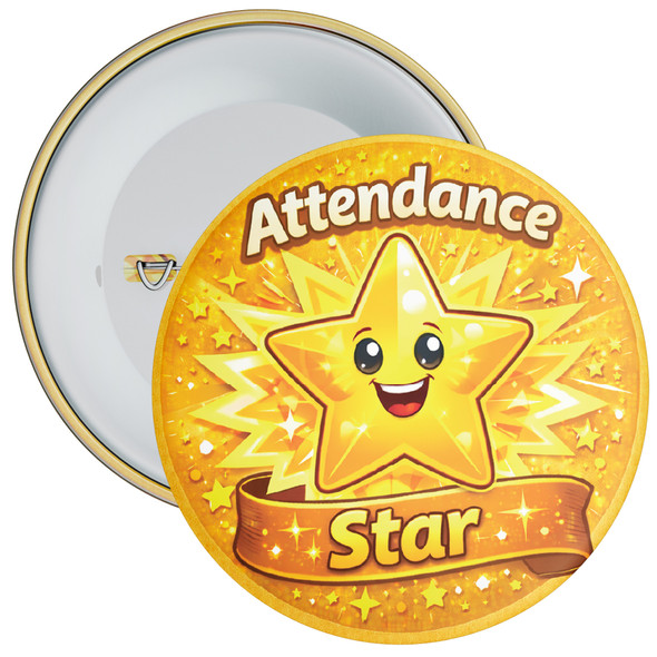 Attendance Star School Attendance Badge – Yellow Star Reward Badge for Pupils