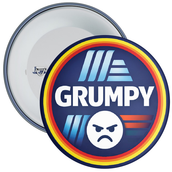 Grumpy Parody Badge – Supermarket Style Character Novelty Badge