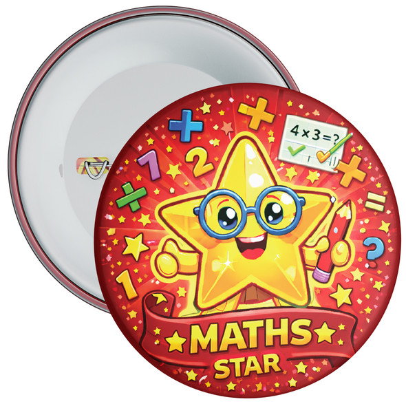Red Maths Star School Badge Pack - Maths Achievement Reward Badges (Pack of 20)