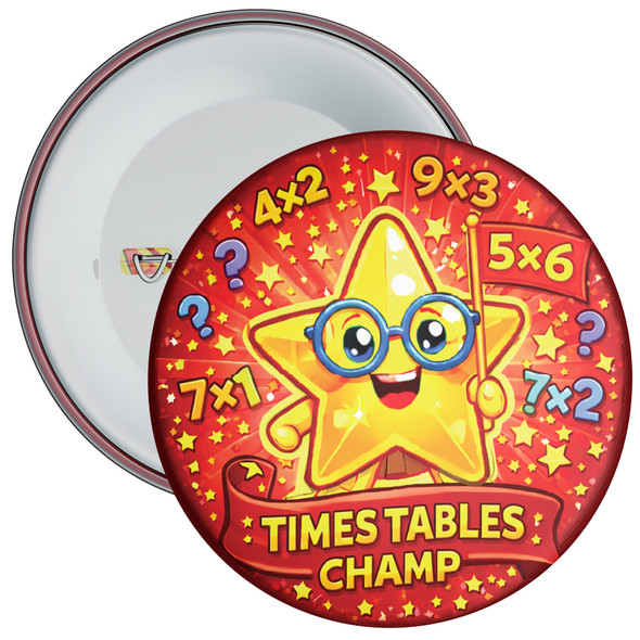 Red Times Tables Maths School Badge Pack - Times Tables Reward Badges (Pack of 20)