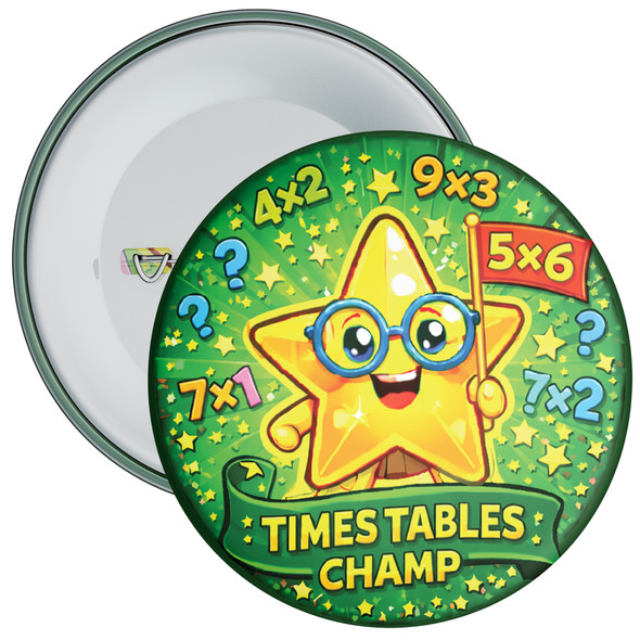 Green Times Tables Maths School Badge Pack - Times Tables Reward Badges (Pack of 20)
