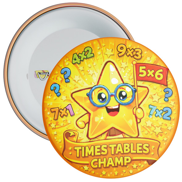 Yellow Times Tables Maths School Badge Pack - Times Tables Reward Badges (Pack of 20)