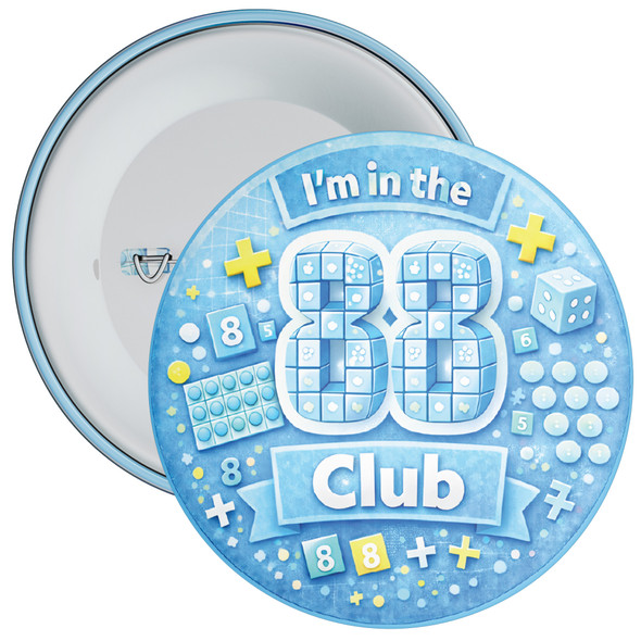 Blue 88 Club Maths School Badge Pack - Times Tables Achievement Badges for Schools (Pack of 20)