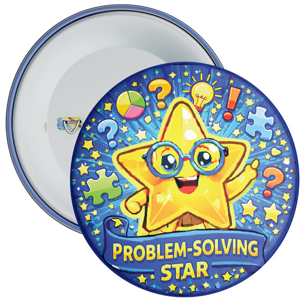 Blue Problem-Solving Star Maths School Badge Pack - Maths Achievement Reward Badges for Schools (Pack of 20)