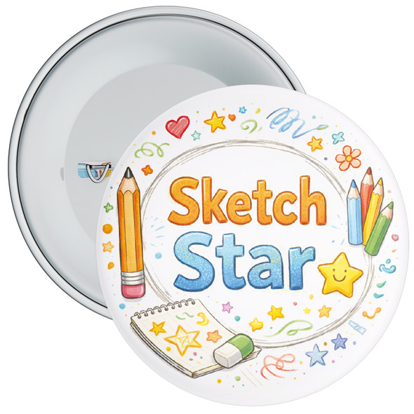 Sketch Star School Reward Badge - Art and Creativity Achievement Award