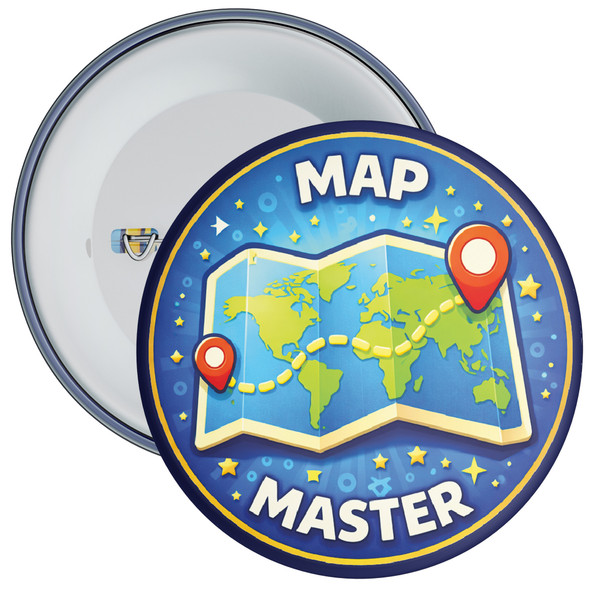 Map Master School Geography Badge - Map Reading Skills Award - Pack of 20