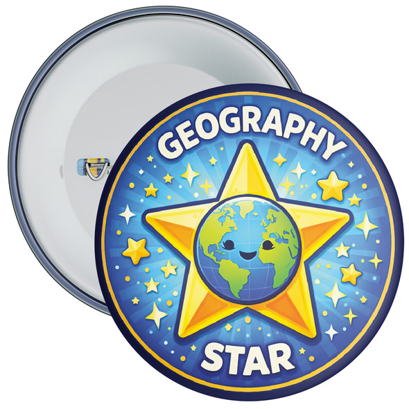 Geography Star School Geography Badge - Achievement Reward Award - Pack of 20