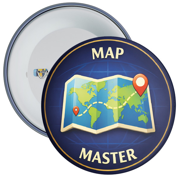 Map Master School Geography Badge - Map Reading and Location Skills Award - Pack of 20