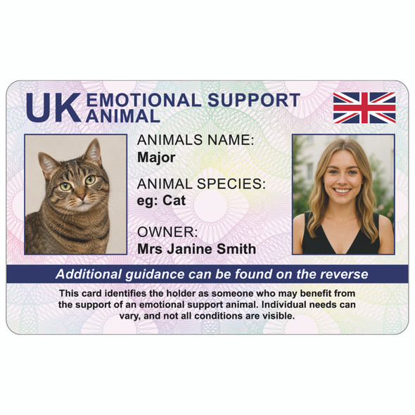 UK Emotional Support Animal PVC ID Card – Personalised Access & Support Card