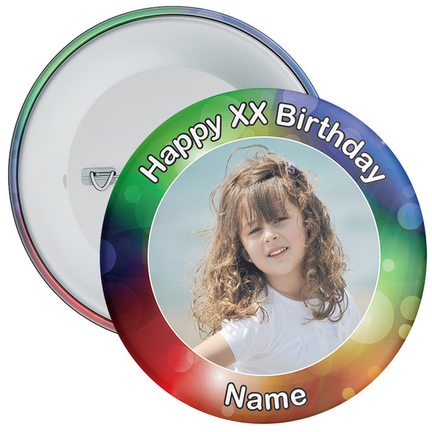 Colourful Personalised Photo Birthday Badge 4