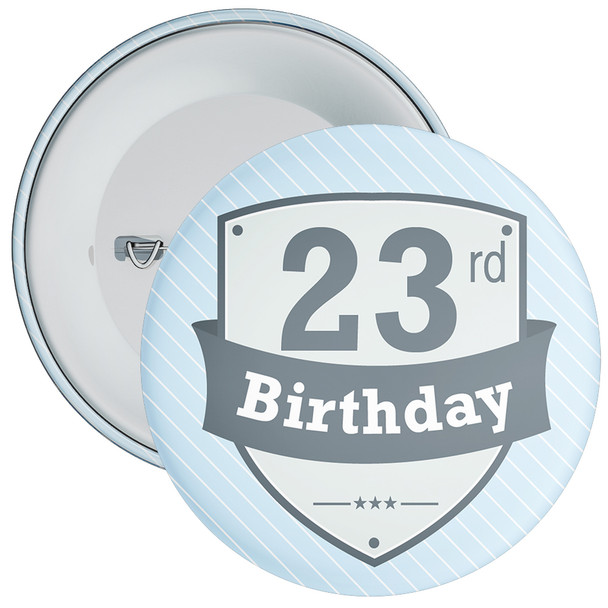 Vintage Retro 23rd Birthday Badge - Age 23 Badge - Boy - Blue