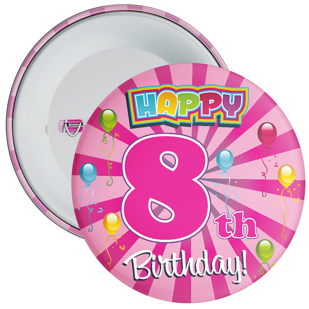 Pink Rays 8th Birthday Badge