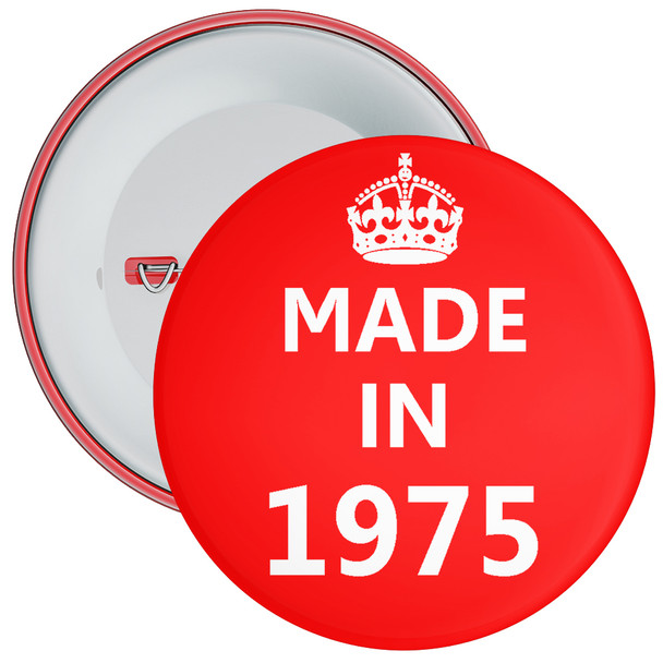 Red Made in 1975 Birthday Badge