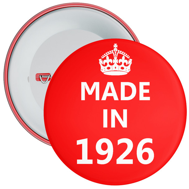Red Made in 1926 Birthday Badge