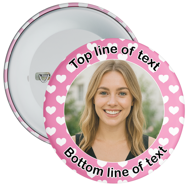 Pink Heart Border Styled Photo Badge