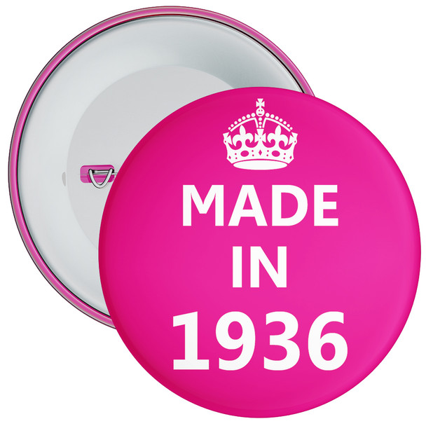 Pink Made in 1936 Birthday Badge