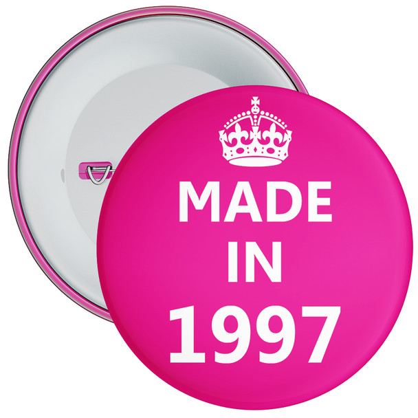 Pink Made in 1997 Birthday Badge