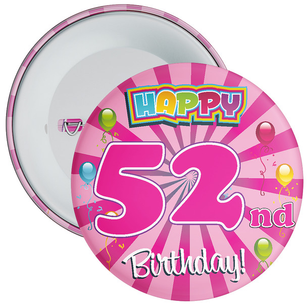 Pink Rays 52nd Birthday Badge