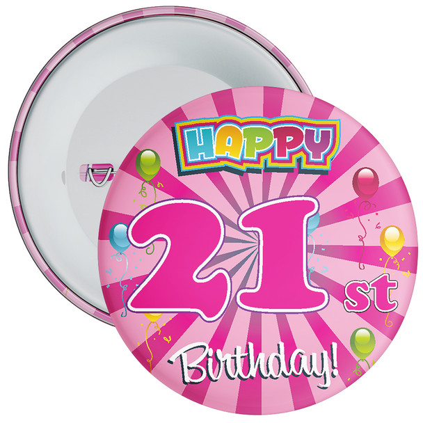 Pink Rays 21st Birthday Badge