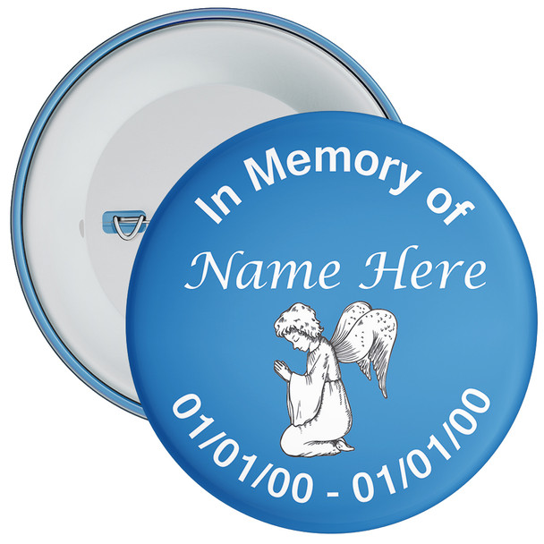 Blue In Memory Badge with Custom Name & Dates