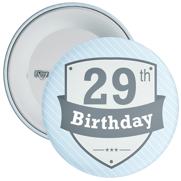 Vintage Retro 29th Birthday Badge - Age 29 Badge - Boy - Blue