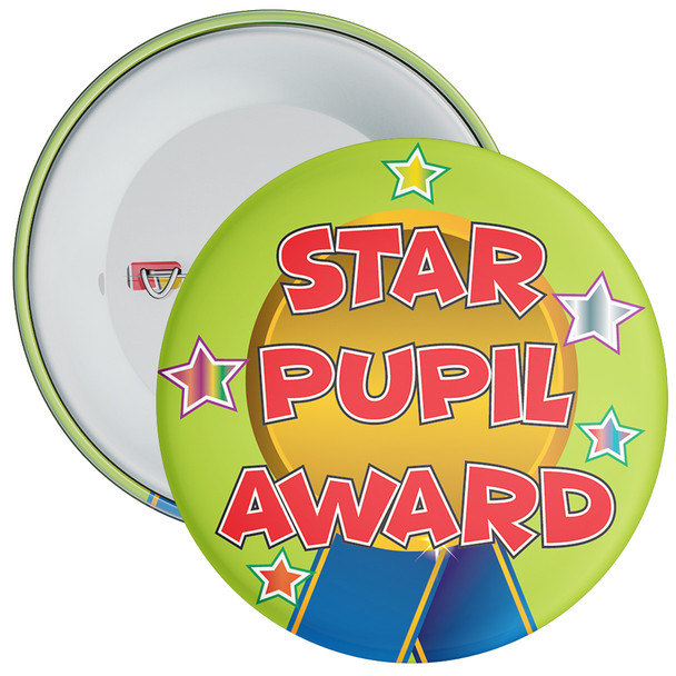 Pack of 20 School Light Green Star Pupil Award Badge