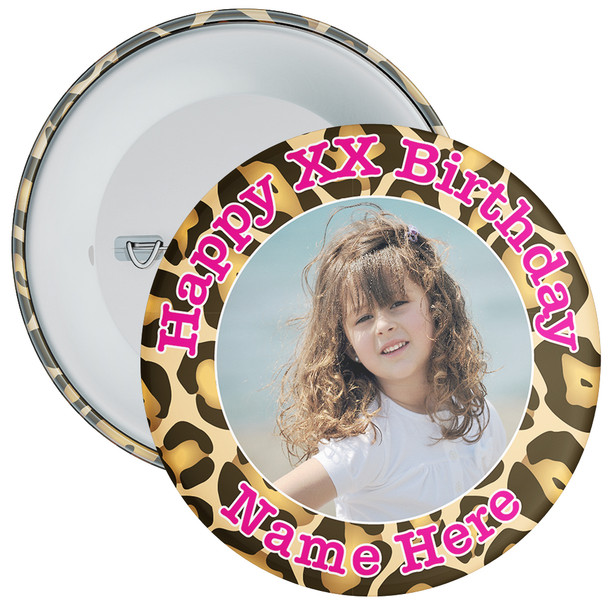 Camouflage Personalised Photo Birthday Badge