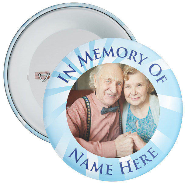 In Memory Of Photo Badge (blue rays)