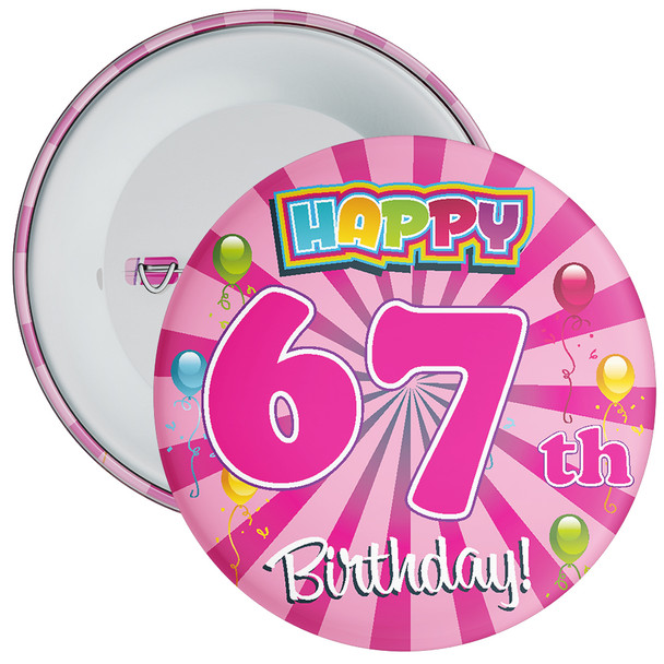 Pink Rays 67th Birthday Badge