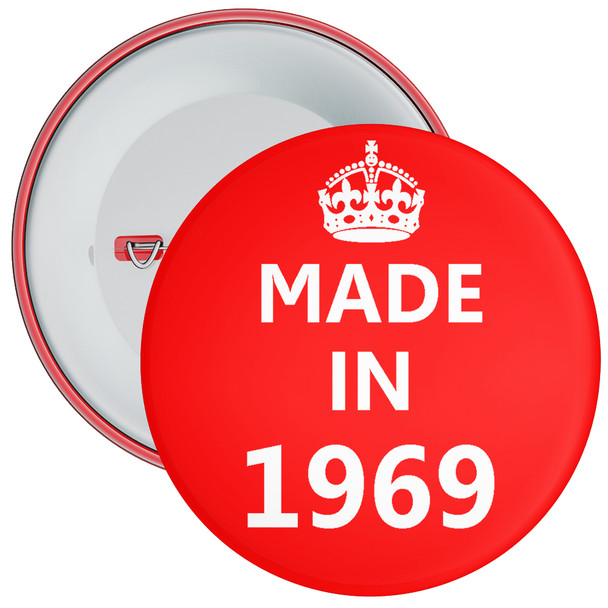 Red Made in 1969 Birthday Badge