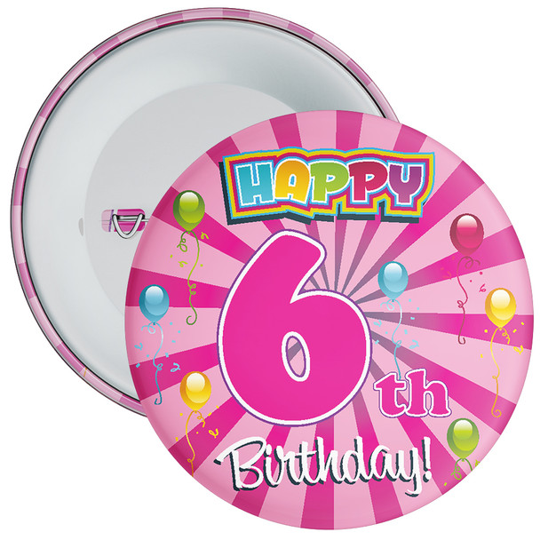 Pink Rays 6th Birthday Badge