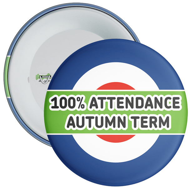 Pack of 20 School 100% Attendance Badge Autumn Term 1