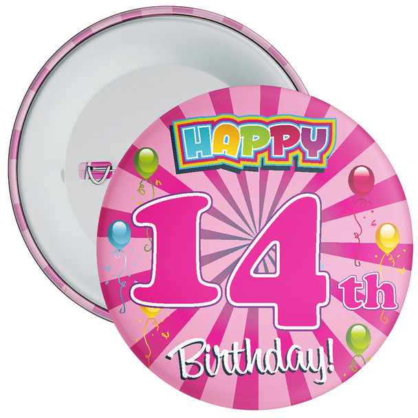 Pink Rays 14th Birthday Badge