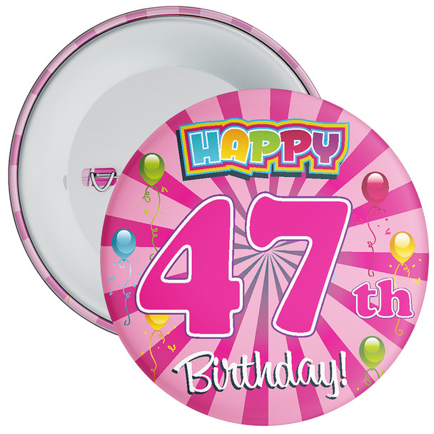 Pink Rays 47th Birthday Badge - Age 47 Badge