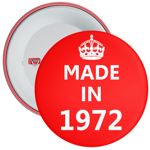 Red Made in 1972 Birthday Badge