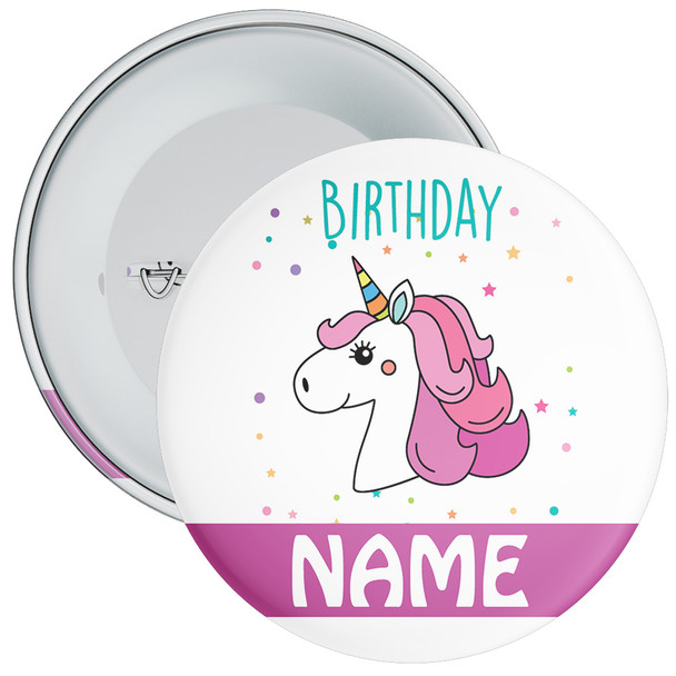 Unicorn Personalised Birthday Badge With Name 4