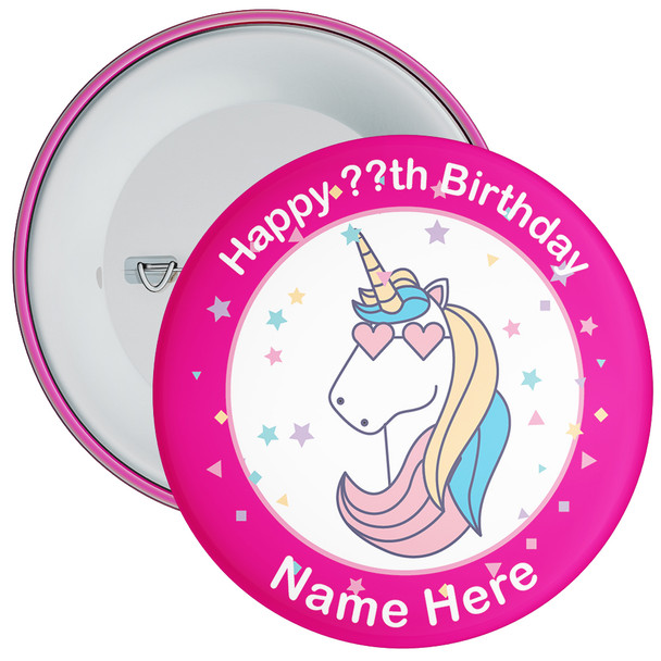 Unicorn Personalised Birthday Badge With Name 5