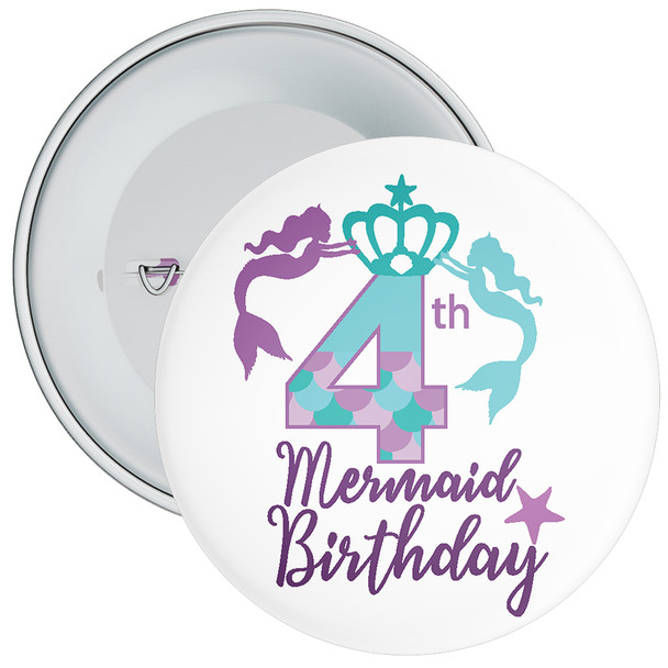 4th Mermaid Birthday Birthday Badge