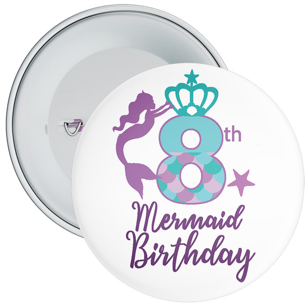 8th Mermaid Birthday Birthday Badge