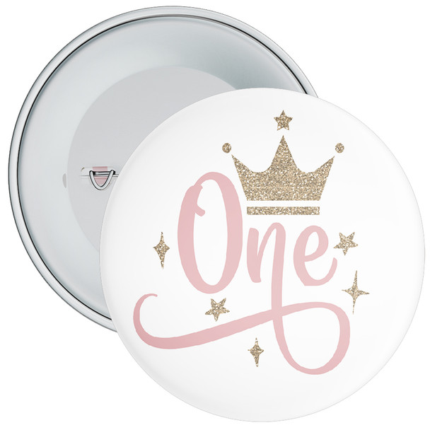 Pink Crown 1st Birthday Badge