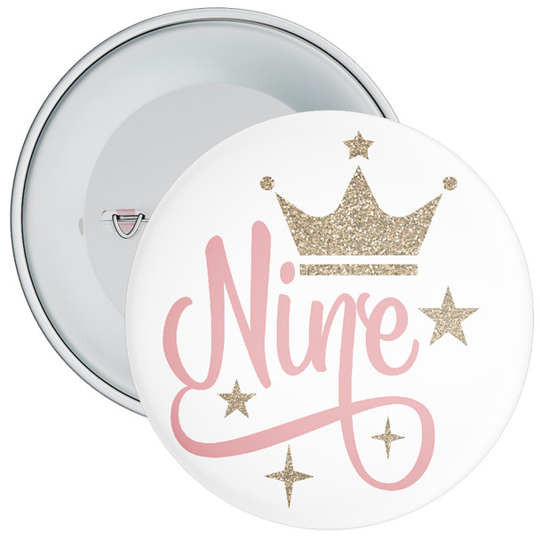 Pink Crown 9th Birthday Badge