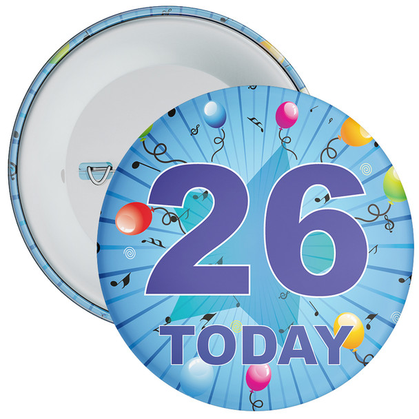 Blue 26th Birthday Badge