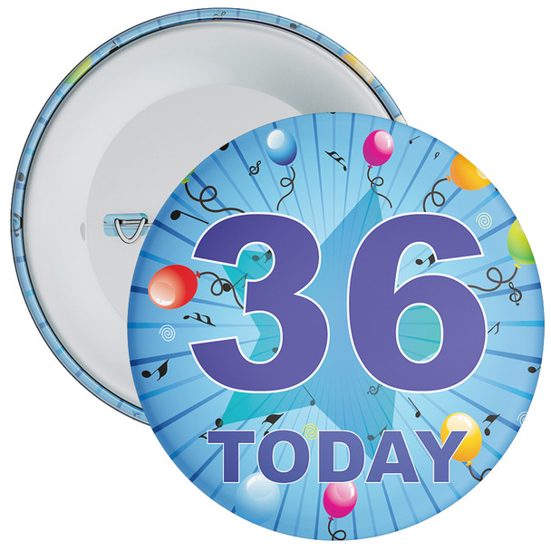 Blue 36th Birthday Badge