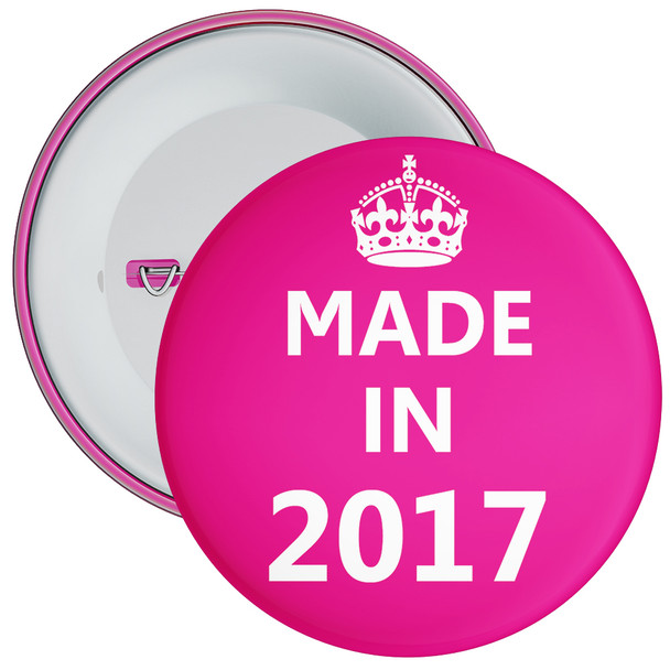 Pink Made in 2017 Birthday Badge